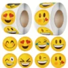 Rotolo da 500 pezzi emoticons adesive - cm. 2,5 - 8 soggetti