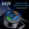 420d2f5b91753e34064c65e163c1af06 Caricabatteria Rapido Da Auto Multifunzione A 4 Porte: Porte USB, Illuminato blu con voltimetro e tecnologia Quick Charge 3.0