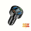7d8d2b7b069bb3e5f721521e0164a3bf Caricabatteria Rapido Da Auto Multifunzione A 4 Porte: Porte USB, Illuminato blu con voltimetro e tecnologia Quick Charge 3.0