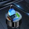8972991df0923700a577b39a23238f6c Caricabatteria Rapido Da Auto Multifunzione A 4 Porte: Porte USB, Illuminato blu con voltimetro e tecnologia Quick Charge 3.0