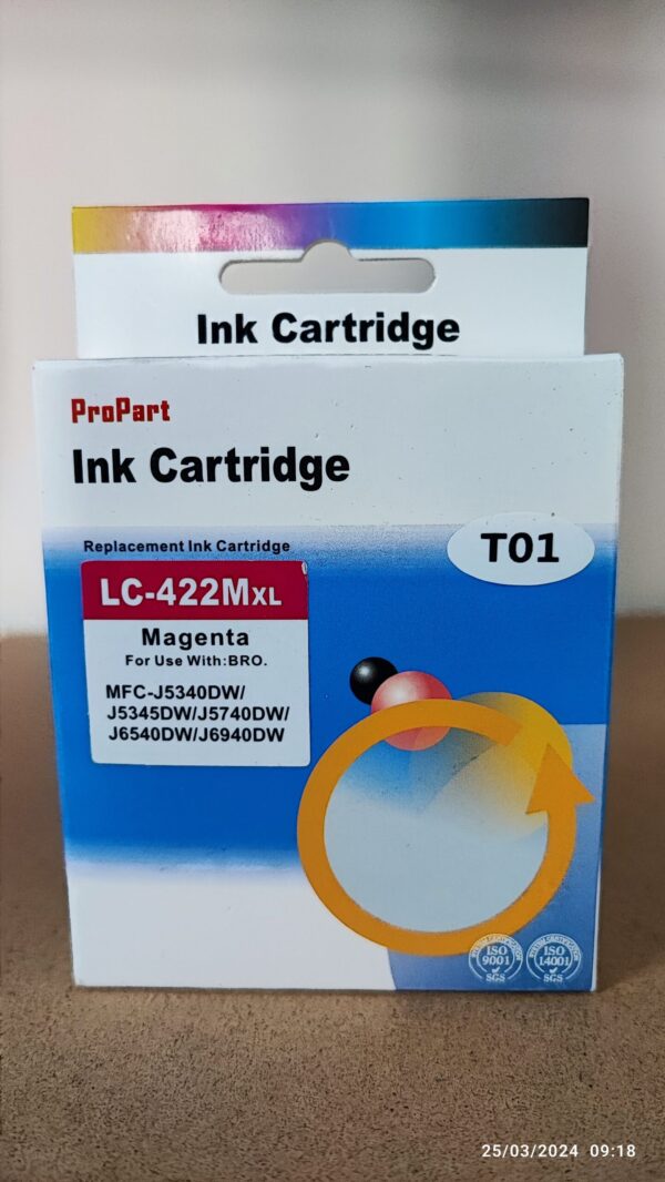 CARTUCCIA LC422XLM MAGENTA COMPATIBILE PER BROTHER MFC-J5340,J5345,J5740,J6540,J6940 LC-422XL CAPACITA' 1.500 PAGINE