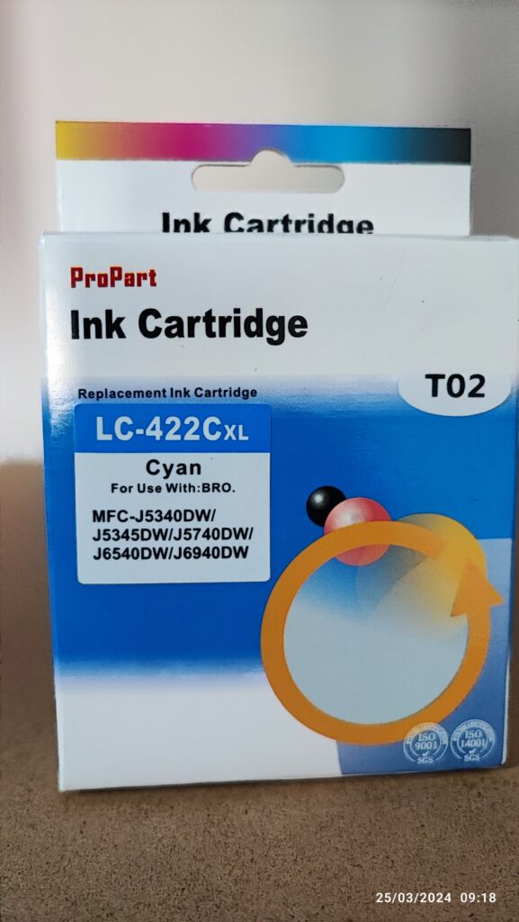 CARTUCCIA LC422XLC CIANO COMPATIBILE PER BROTHER MFC-J5340,J5345,J5740,J6540,J6940 LC-422XL CAPACITA' 1.500 PAGINE