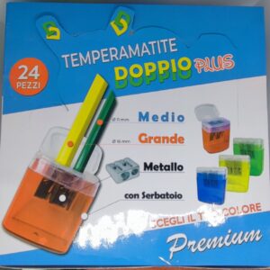 Box 24 temperamatite doppio in metallo con serbatoio colori assortiti