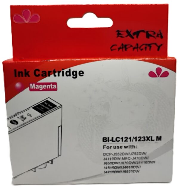 CARTUCCIA LC123 MAGENTA COMPATIBILE PER BROTHER 20MLfor DCP-J4110W,J752DW,MFC-J4410,J4510 LC-123 CAPACITA 10ML