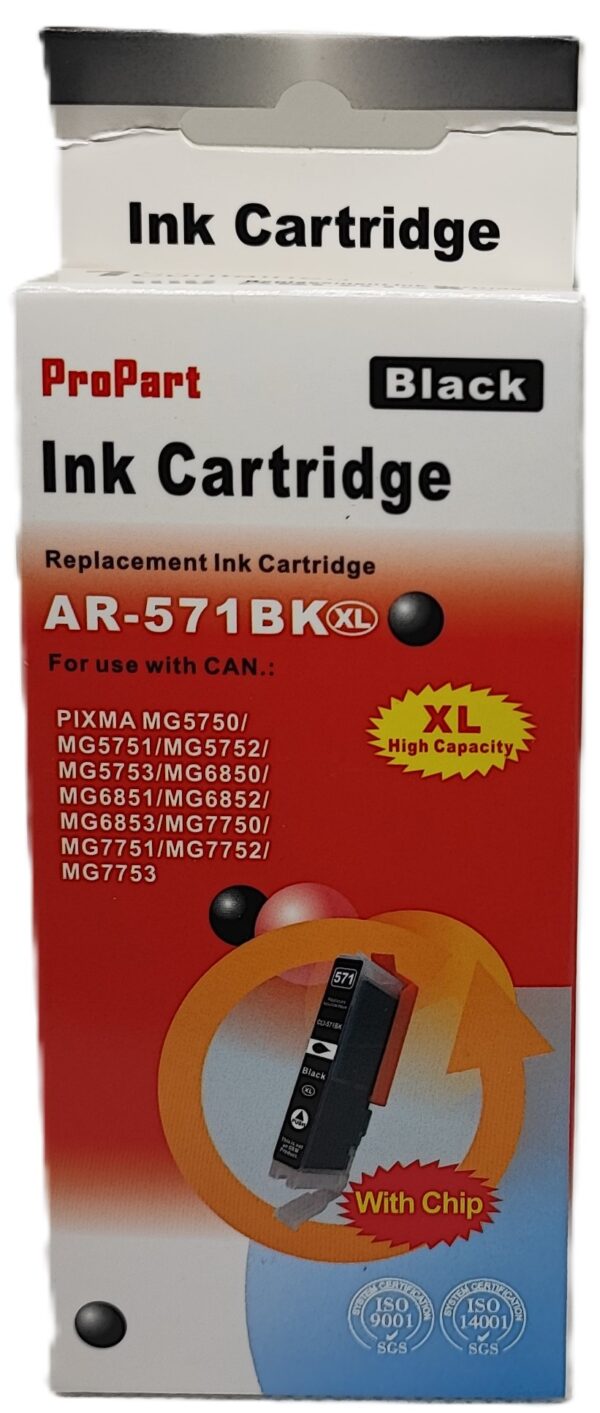 CLI-571XL Nero CARTUCCIA CLI-571XL NERA CON CHIP COMPATIBILE PER CANON PIXMA MG5700 MG6800 MG7700 571BKXL 10,8ML CON CHIP