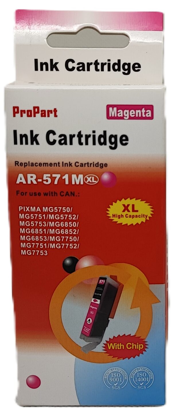 CARTUCCIA CLI-571XL MAGENTA CON CHIP COMPATIBILE PER CANON PIXMA MG5700 MG6800 MG7700 571MXL 10,8ML CON CHIP