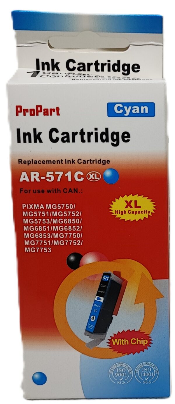 CARTUCCIA CLI-571XL CIANO CON CHIP COMPATIBILE PER CANON PIXMA MG5700 MG6800 MG7700 571CXL 10,8ML CON CHIP