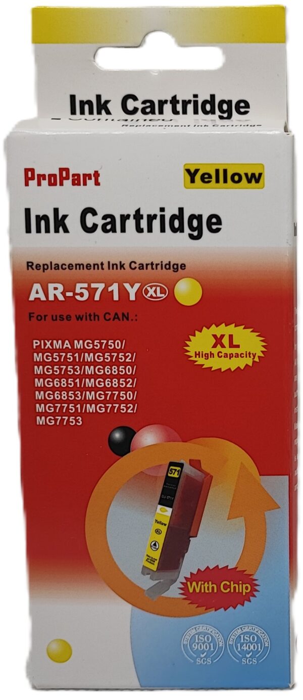 CLI-571XL Giallo CARTUCCIA CLI-571XL GIALLA CON CHIP COMPATIBILE PER CANON PIXMA MG5700 MG6800 MG7700 571YXL 10,8ML CON CHIP