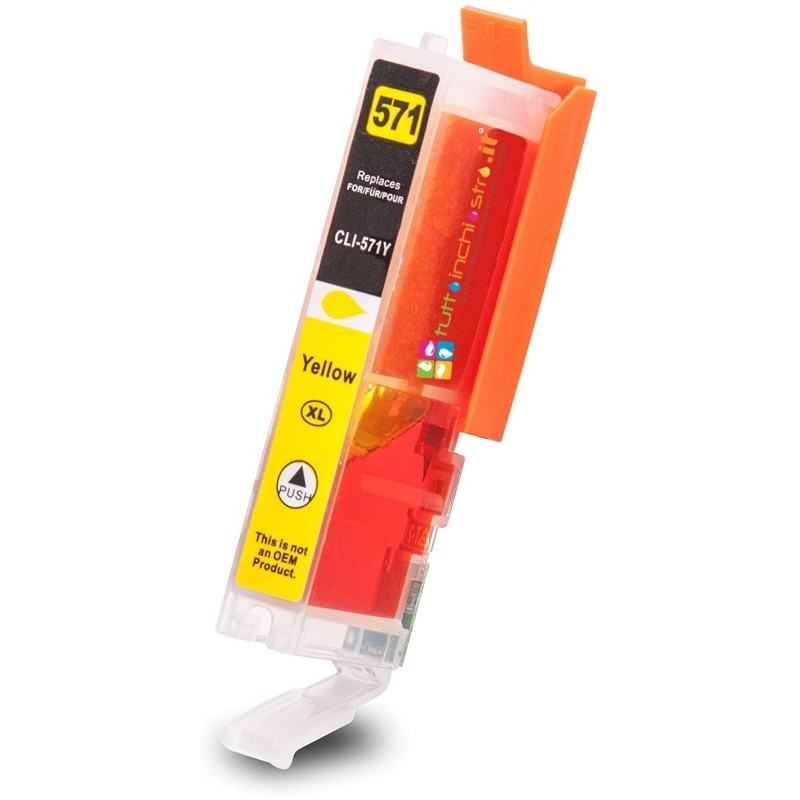 CARTUCCIA CLI-571XL GIALLA CON CHIP COMPATIBILE PER CANON PIXMA MG5700 MG6800 MG7700 571YXL 10,8ML CON CHIP