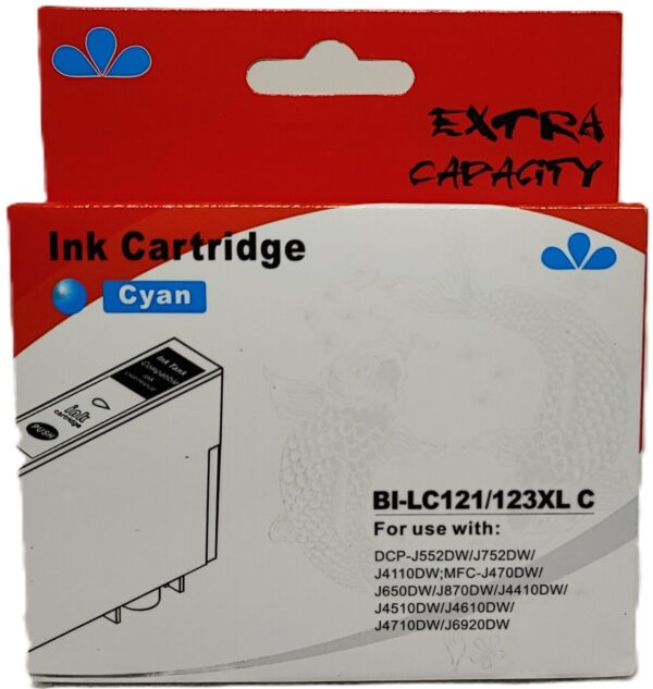 CARTUCCIA LC123 CIANO COMPATIBILE PER BROTHER 20MLfor DCP-J4110W,J752DW,MFC-J4410,J4510 LC-123 CAPACITA 10ML