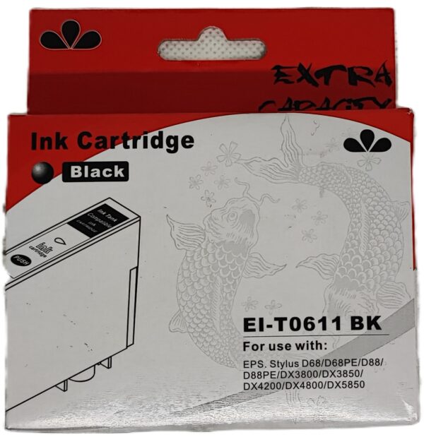 CARTUCCIA T0611 NERA COMPATIBILE PER EPSON Stylus D68,D88,DX3800,3850,4200,4800 CAPACITA 18ML