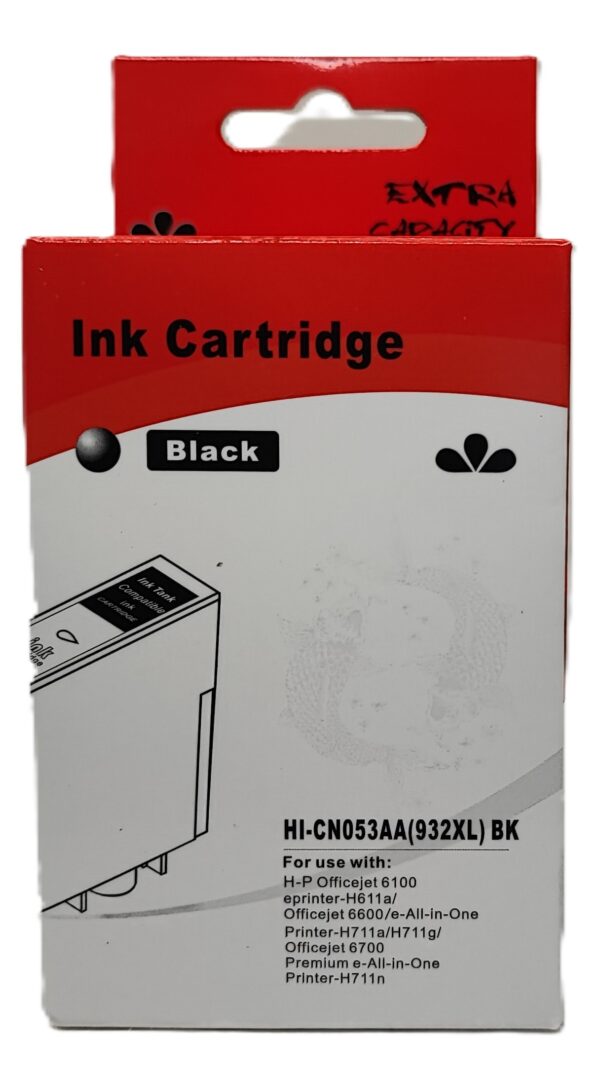 CN053AE N 932XL Nero CARTUCCIA COMPATIBILE PER HP 932XL NERA CON CHIP PER HP 6100 H611A 6700 6600 H711A CN053A 932BK CAPACITA 32ML
