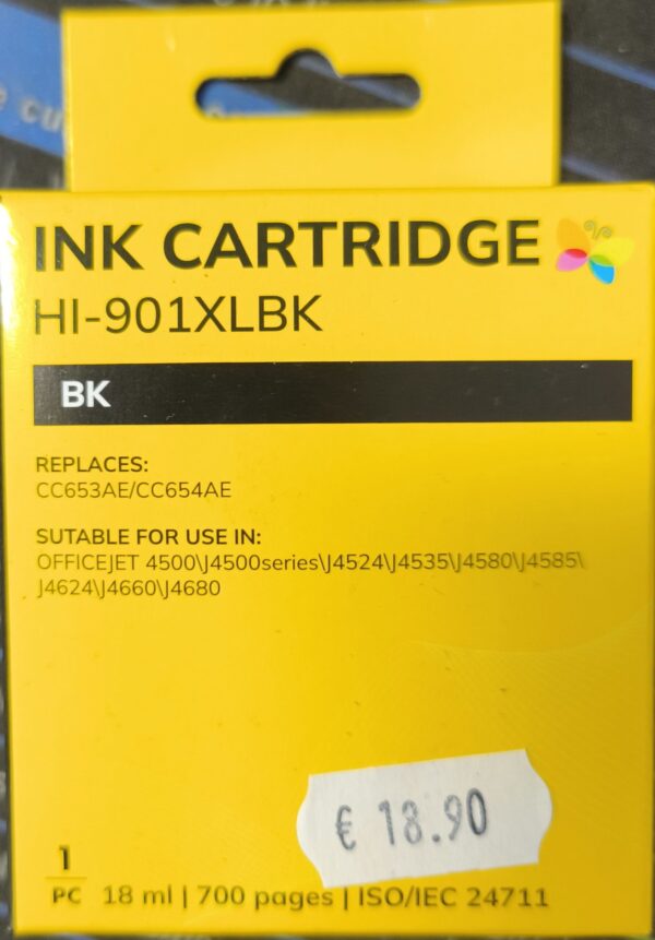 CARTUCCIA COMPATIBILE PER HP 901XL NERA PER HP J4524 J4535 J4580 J4624 J4660 J468 CC654AE 901BK CAPACITA 18ML CARTUCCIA COMPATIBILE PER HP 901XL NERA PER HP J4524 J4535 J4580 J4624 J4660 J468 CC654AE 901BK CAPACITA 18ML