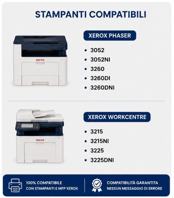Toner Compatibile Xerox 106R02778 per Phaser 3052, 3260 e WorkCentre 3215, 3225 – 3.000 Pagine