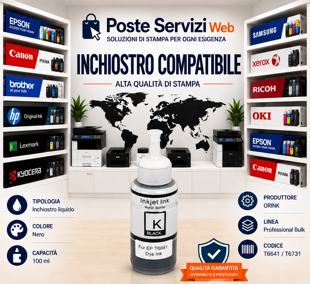 NEGOZIO 5 Inchiostro Nero Compatibile Epson T6641 / T6731 100ml – ORINK Professional Bulk