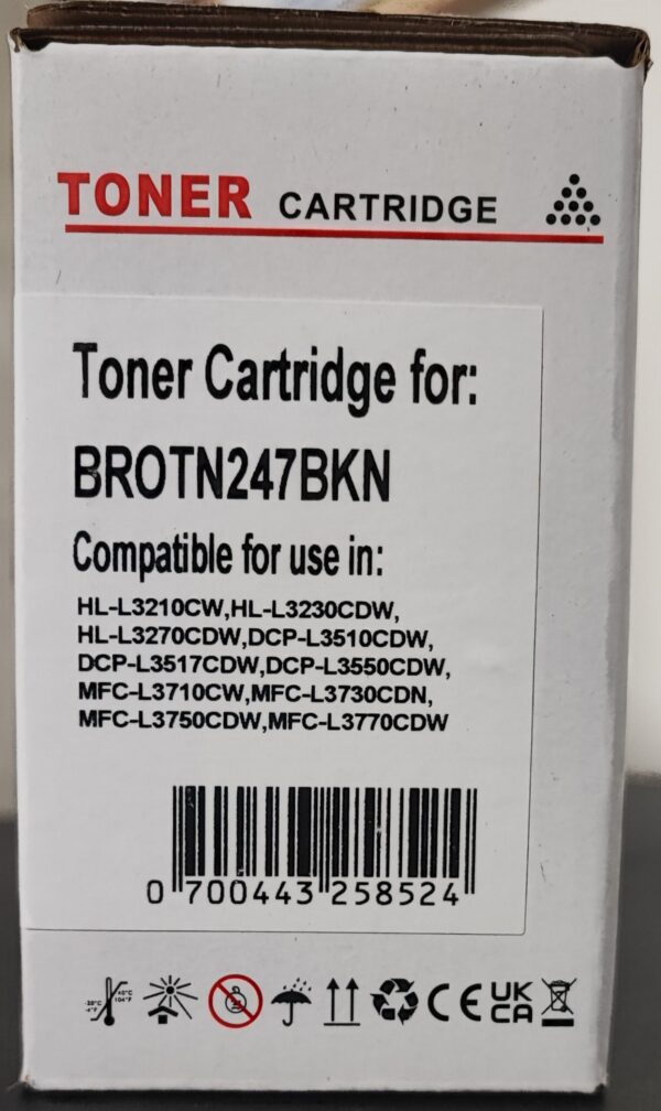 TONER TN247BK NERO TN243 CON CHIP COMPATIBILE PER BROTHER Dcp-L3500s HL-L3200s MFC-L3700s TN-247 TN-243 CAPACITA 3.000 PAGINE