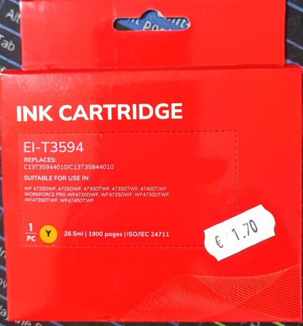 CARTUCCIA T3594 GIALLA COMPATIBILE PER Workforce 4720,4725,4730,4735,4740 35XL CAPACITA 26.5ML 1.900 PAGINE