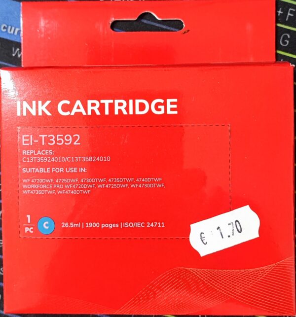 CARTUCCIA T3592 CIANO COMPATIBILE PER Workforce 4720,4725,4730,4735,4740 35XL CAPACITA 26.5ML 1.900 PAGINE