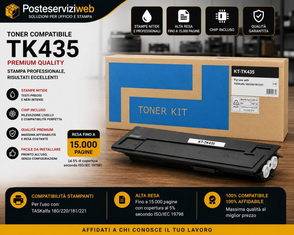 Toner Compatibile Premium Kyocera TK-435 – Alta Capacità 15.000 Pagine 📑🏢