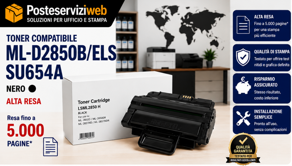 Toner compatibile Samsung ML-D2850B/ELS – SU654A – Nero – 5.000 pagine