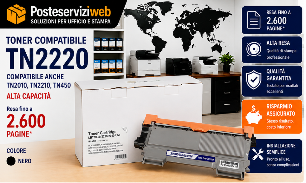 Toner compatibile Brother TN-2220 – Nero – 2.600 pagine
