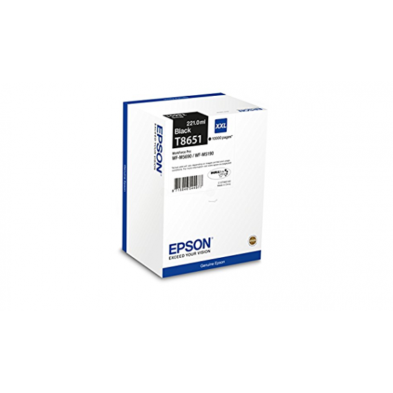 EPSON T8651 XXL NERA C13T865140 PER WORKFORCE Pro WF-M5190DW,WF-M5690DW 221ML 10.000 PAGINE