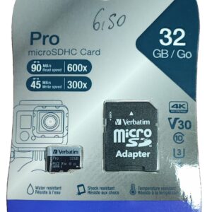 Micro Sdhc Pro U3 32GB Verbatim 47041 V30 Classe 10 UHS Speed Class 3 (U3) con adattatore fino a 90 MB/Sec