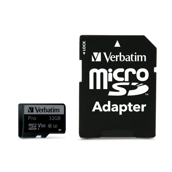 Micro Sdhc Pro U3 32GB Verbatim 47041 V30 Classe 10 UHS Speed Class 3 (U3) con adattatore fino a 90 MB/Sec