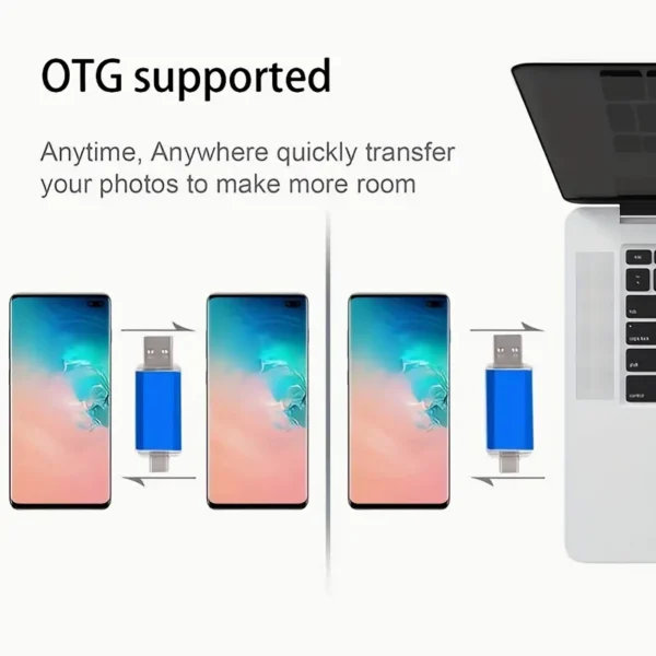 Chiavetta USB C da 100GB doppia 2-in-1 USB 2.0 doppia interfaccia, metallica, per foto per smartphone Android e tablet