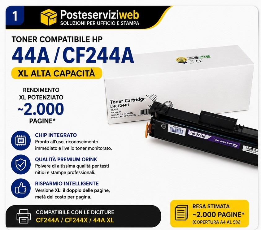 Toner Compatibile HP 44A / CF244A XL Alta Capacità (Qualità Orink) – 2.000 Pagine 🖨️🚀