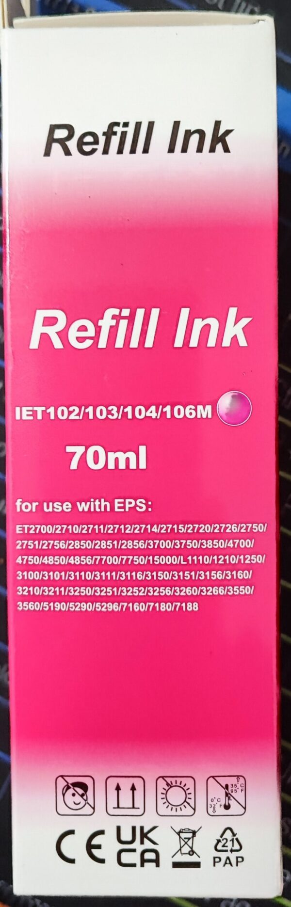 ECOTANK T104M INCHIOSTRO MAGENTA C13T00P340 COMPATIBILE PER ECOTANK ET-2710,2711,2720,2726,4700 CAPACITA 70ml