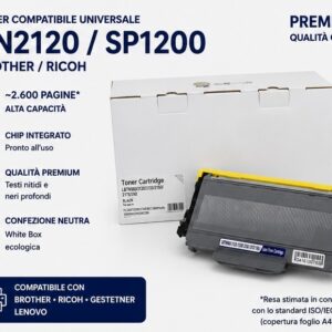 Toner Compatibile Universale Brother TN2120 / Ricoh SP1200 Premium (Qualità Orink) – 2.600 Pagine 🖨️⚡