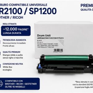 Tamburo Compatibile Universale Brother DR2100 / Ricoh SP1200 Premium (Qualità Orink) – 12.000 Pagine 🖨️🔄