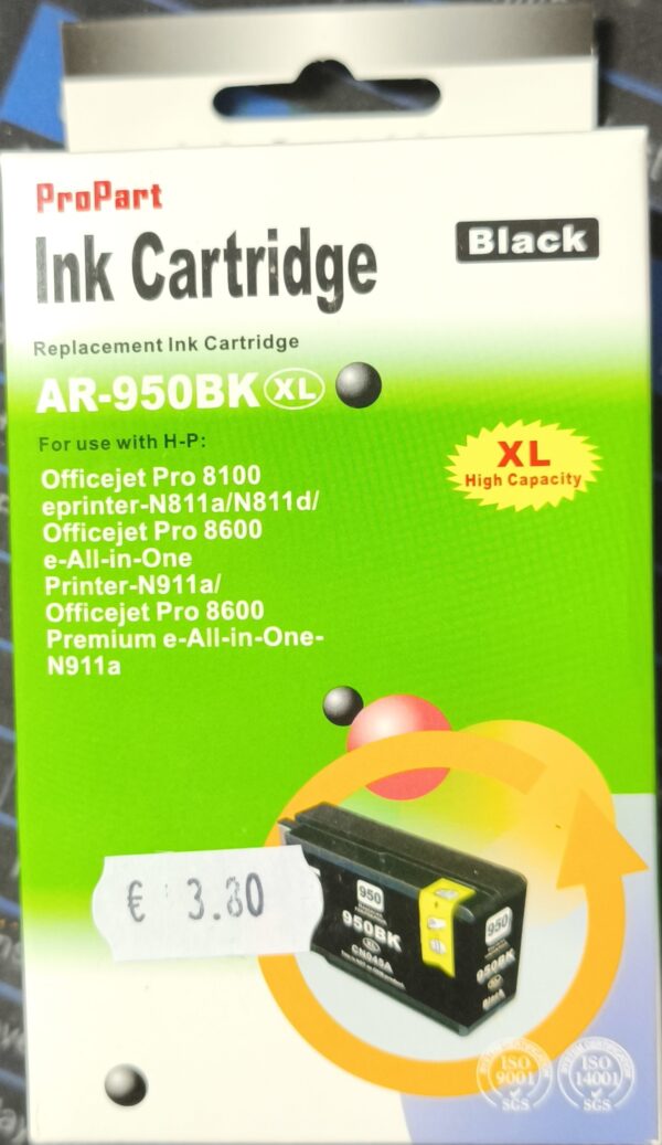 CARTUCCIA COMPATIBILE PER HP 950XL NERA PER HP PRO8100 PRO8600E PRO8600PLUS CN045AE 950BK CAPACITA 50ML