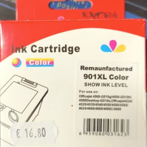 CARTUCCIA RIGENERATA PER HP 901XL COLORE PER HP J4524 J4535 J4580 J4624 J4660 J468 CC656AE 901C CAPACITA 18ML 6MLX3
