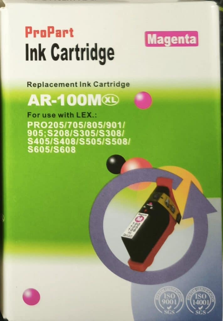 CARTUCCIA LEXMARK 100XL MAGENTA COMPATIBILE PER LEXMARK 205 705 805 905 305 405 505 605 14N1070E CAPACITA 12ML