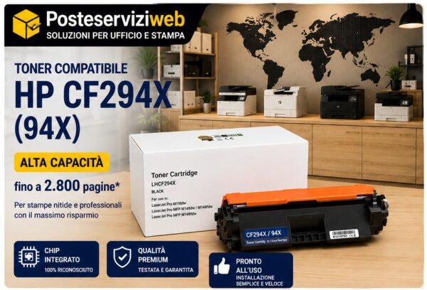 HP CF294X 94X Nero XL Alta Capacità per LaserJet Pro M118dw M148dw M148fdw M149fdw Toner Compatibile HP CF294X 94X Nero XL Alta Capacità per LaserJet Pro M118dw M148dw M148fdw M149fdw
