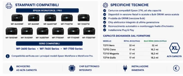 Cartucce Compatibili Epson 27XL T2711 - T2714 Cartucce Compatibili Epson 27XL T2711 - T2714