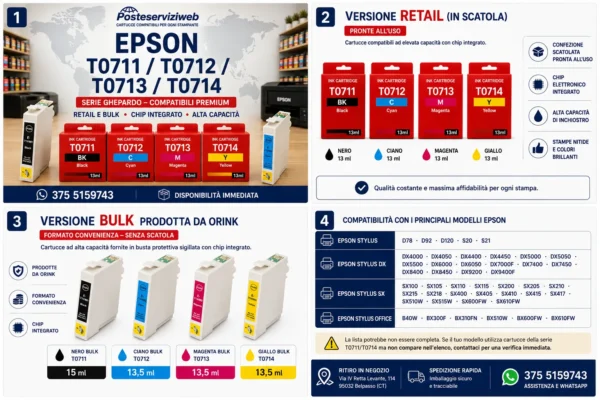 Cartucce Compatibili Epson T0711 / T0712 / T0713 / T0714 Premium