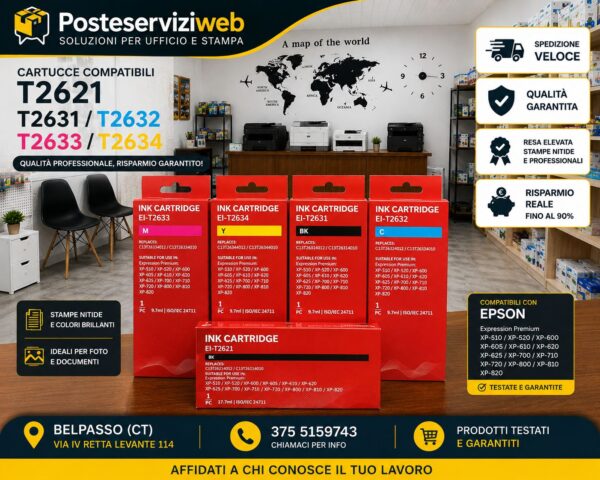 🖨️ Cartucce Compatibili Epson T2621 / T2631 / T2632 / T2633 / T2634 🖨️ Cartucce Compatibili Epson T2621 / T2631 / T2632 / T2633 / T2634