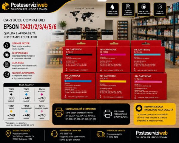 Cartucce Compatibili Premium serie Epson 24XL / T2431 - T2436 (Serie Elefante) 🐘📷 Cartucce Compatibili Premium serie Epson 24XL / T2431 - T2436 (Serie Elefante) 🐘📷