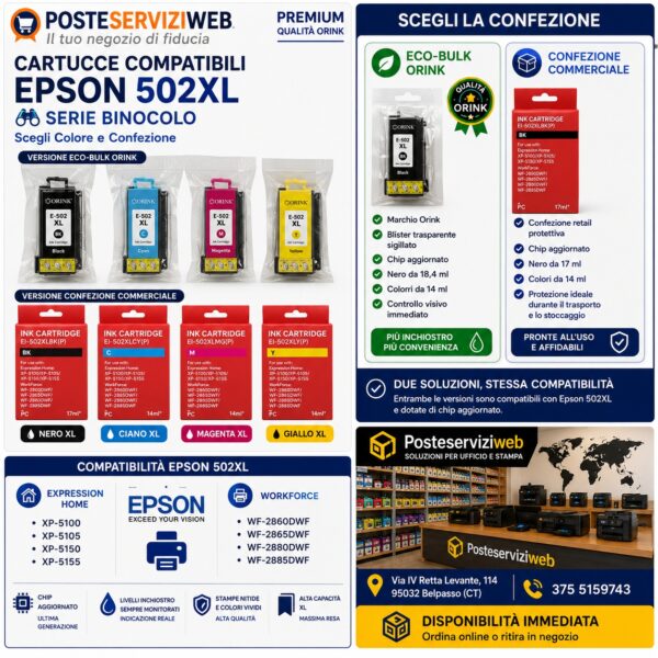 Cartucce Compatibili Epson 502XL Premium (Serie Binocolo) Cartucce Compatibili Epson 502XL Premium (Serie Binocolo)