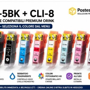 Cartucce Compatibili Canon PGI-5 / CLI-8 Premium (Qualità Orink)