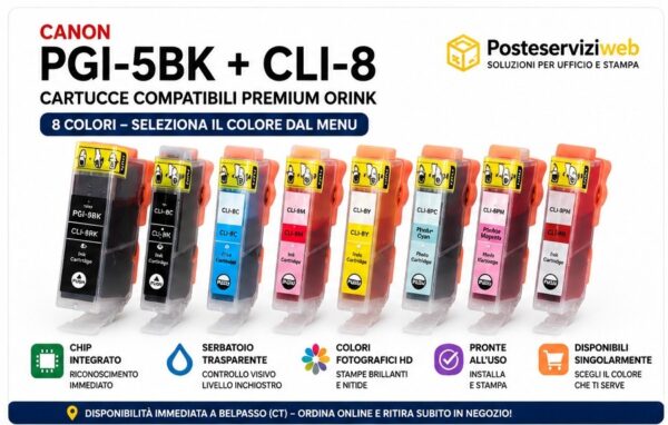 Cartucce Compatibili Canon PGI-5 / CLI-8 Premium (Qualità Orink)
