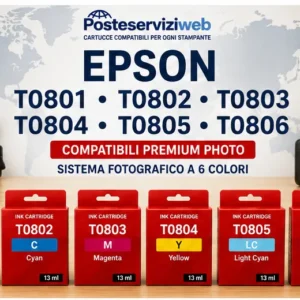 Cartucce Compatibili Epson T0801 / T0802 / T0803 / T0804 / T0805 / T0806