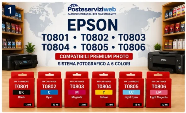 Cartucce Compatibili Epson T0801 / T0802 / T0803 / T0804 / T0805 / T0806