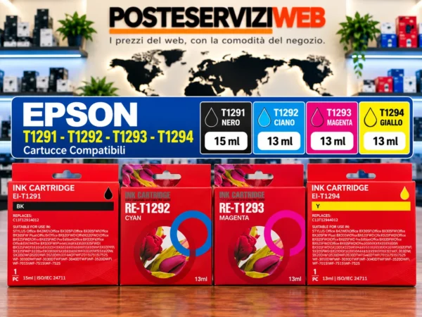 T1291-2-3-4 Cartucce Compatibili Epson T1291 T1292 T1293 T1294