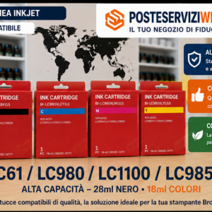 Cartucce Brother LC980XL, LC1100XL, LC985XL– Compatibili Alta Capacità