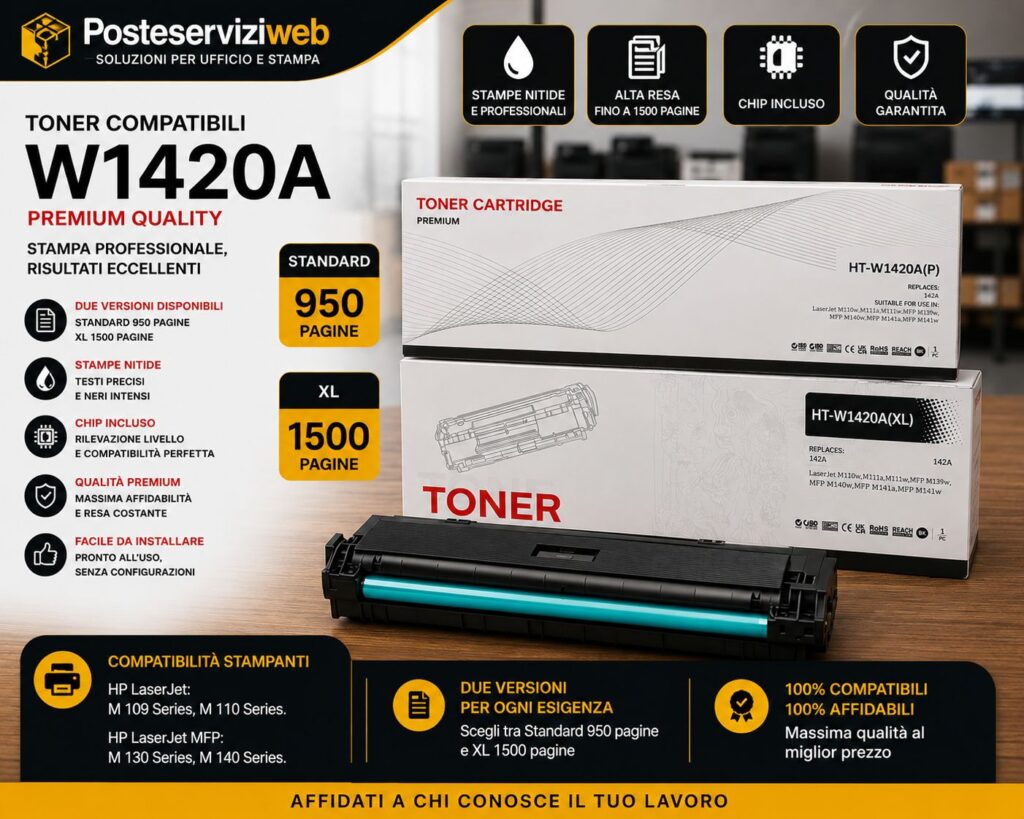 Toner Compatibile HP 142A W1420A Nero – Versione Standard o Alta Capacità XL