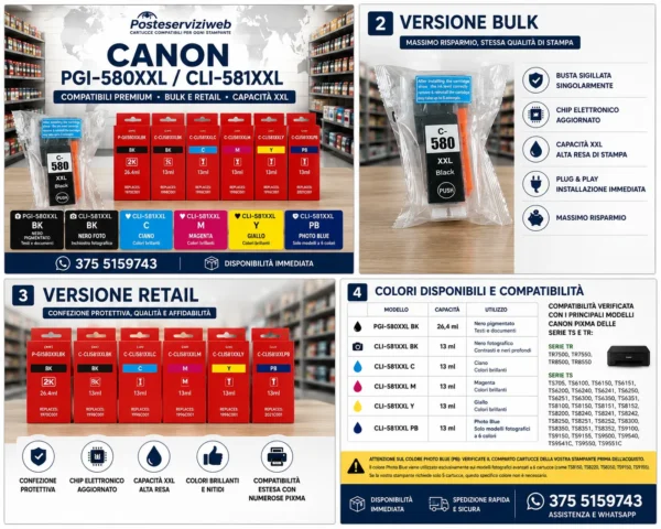 Cartucce Compatibili Canon PGI-580XXL / CLI-581XXL Premium